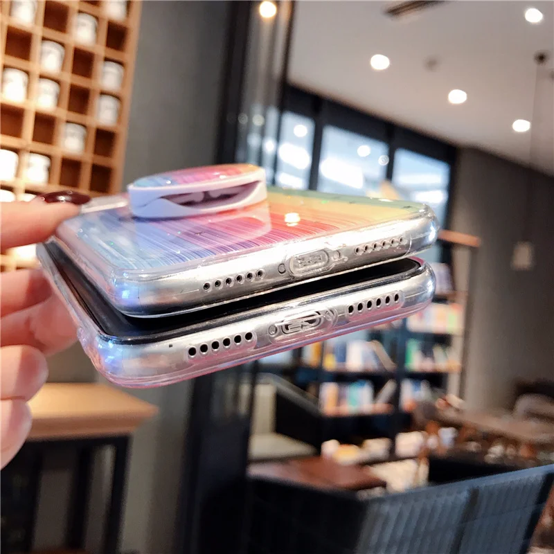 Чехол для телефона LOVECOM с градиентом Радужный блестками и держателем iPhone 12 Mini 11 Pro
