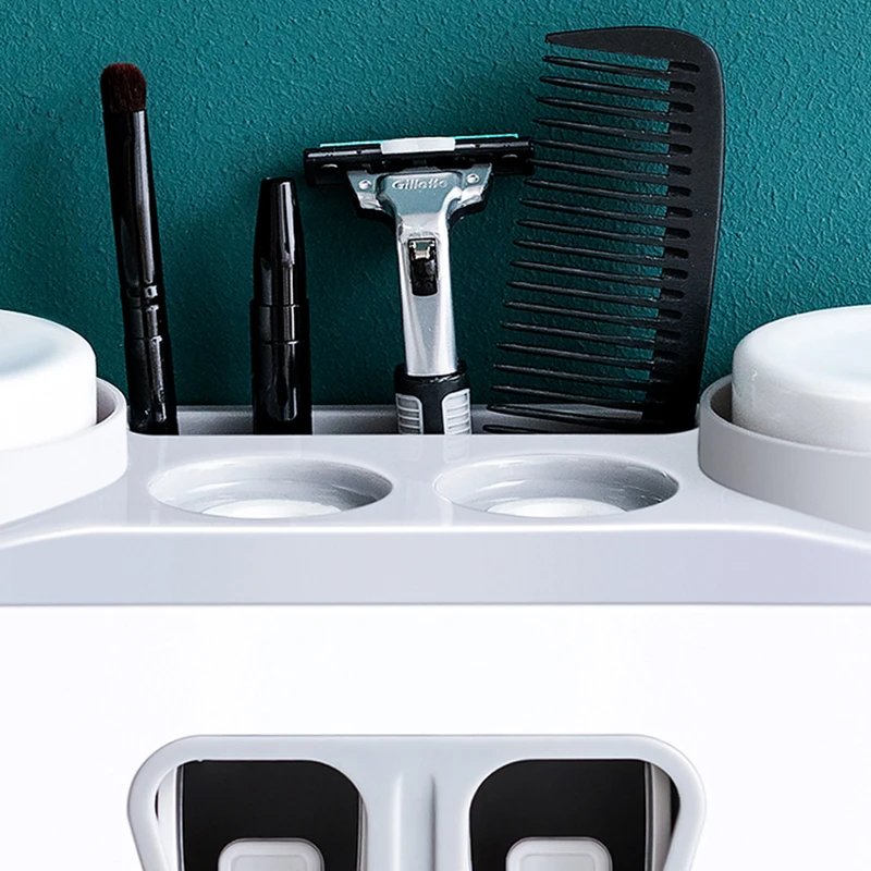 

ONEUP Automatic Toothpaste Dispenser Dust-proof Toothbrush Holder With Cups No Nail Wall Stand Shelf Bathroom Accessories Sets