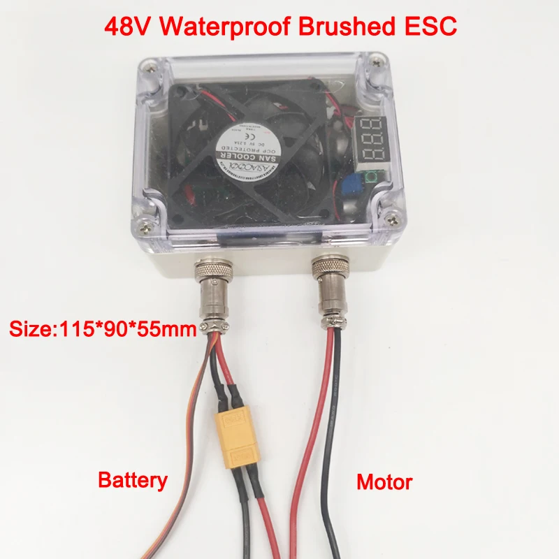 

1pc 24v-48v 6s-12s Waterproof Brushed Dual-way ESC High Power Electronic Speed Controller with XT60 Plug for RC Boat Car Tank
