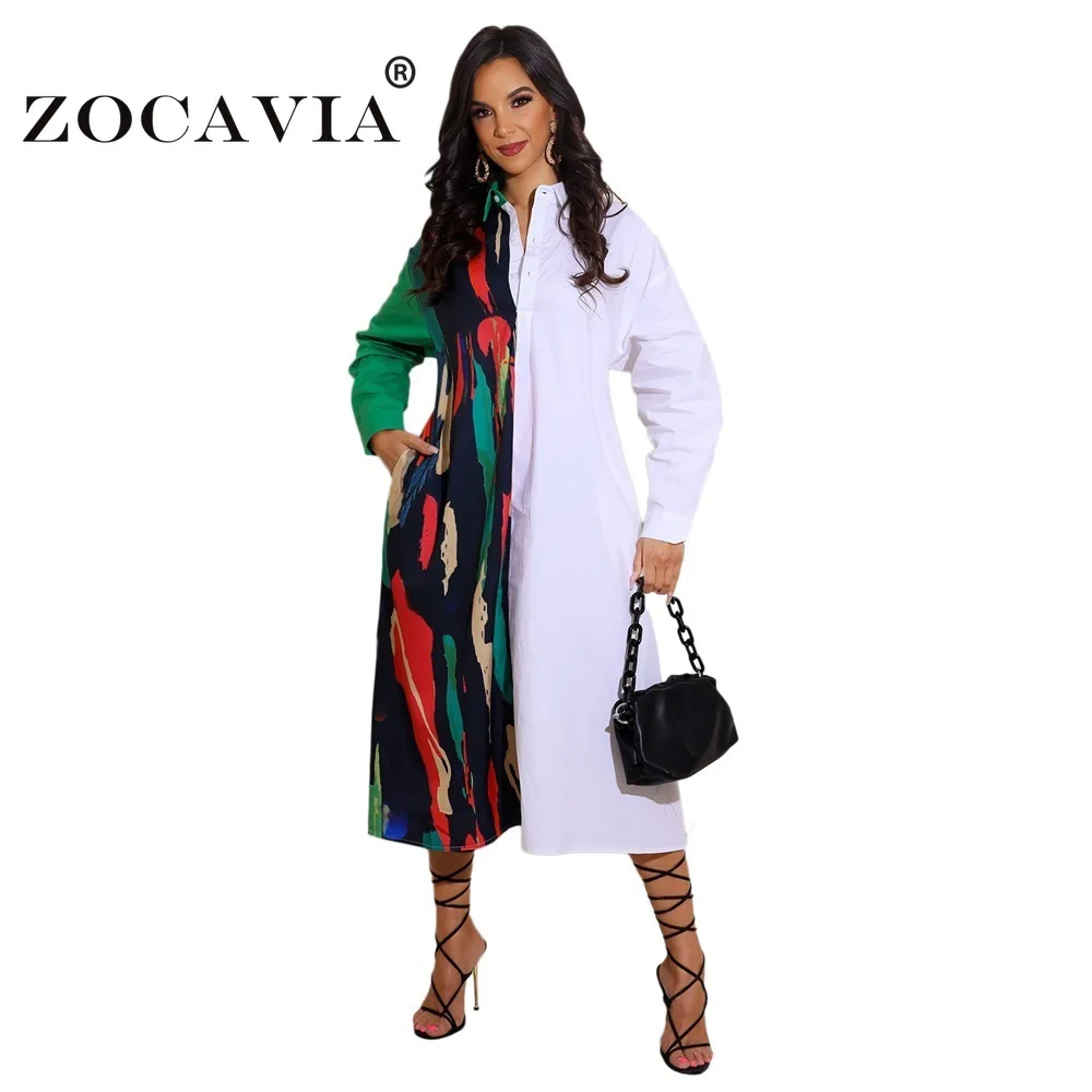 

White Dress Woman Long Sleeve Loose Maxi Dress Tunics Female Clothing Elegant Dresses for Women Shirt Vestidos De Mujer Casual