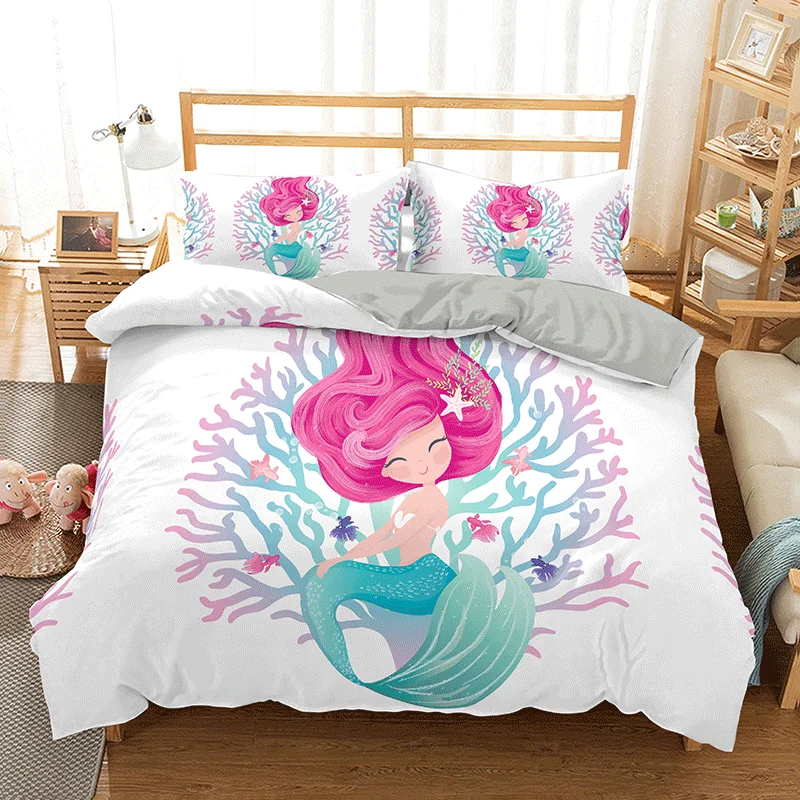 Русалка Единорог пододеяльник набор комплект постельного белья покрывала с