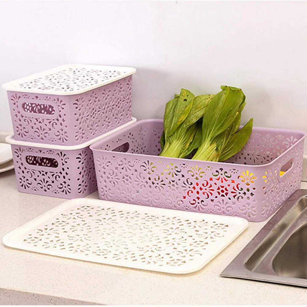 Пластиковый полый многослойный ящик для хранения с крышкой 2 размера одежды