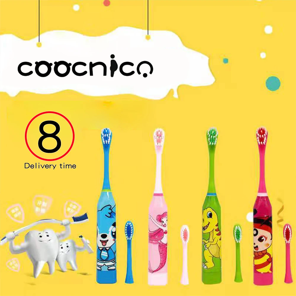 

Children Electric Toothbrush Cartoon Pattern Double-sided Tooth Brush Electric Teeth Brush for Kids with 2pcs Replacement Head
