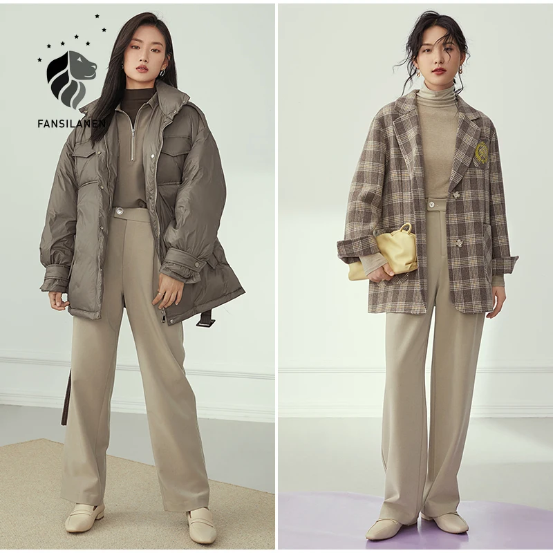 Женские офисные брюки fansilеним Капри с высокой талией повседневные винтажные на