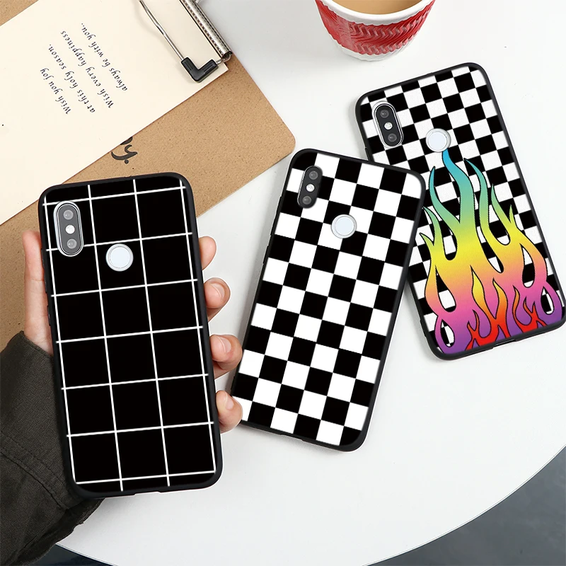 Клетчатый шахматный чехол для Xiaomi Pocophone F2 F1 Mi Redmi Note 10 Lite 9 S 9A 9C 8T 8 7 5 6 K20 K30 Pro Max чехлы