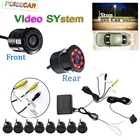 Видеосистема для парковки автомобиля, 8 датчиков, звуковой зуммер, сигнализация с HD-камерой переднегозаднего вида, черный, белый, серебристый, многоцветный