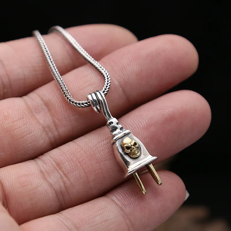 

S925 Sterling Silver Necklace Pendants for Women And Men Fashion Jewelry Ethnic Vintage Men Plug Pendants Punk
