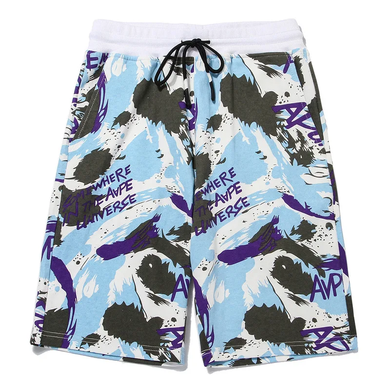 

2020 New Arrival Camouflage Pants Popular Logo Sports Casual Loose Big Beach Cotton Knee Length Drawstring Pattern Shorts Men