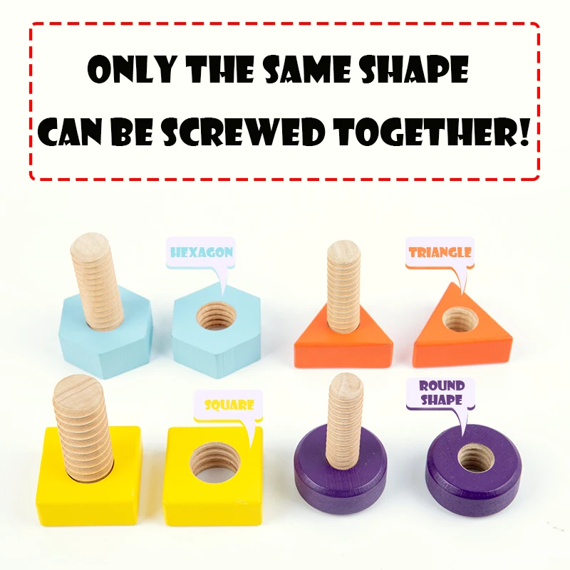 Juguetes de madera Montessori para ni&ntilde;os, combinaci&oacute;n de tornillos de Color, juego de creaci&oacute;n, ayuda a la educaci&oacute;n temprana, imaginaci&oacute;n, habilidad pr&aacute;ctica-4