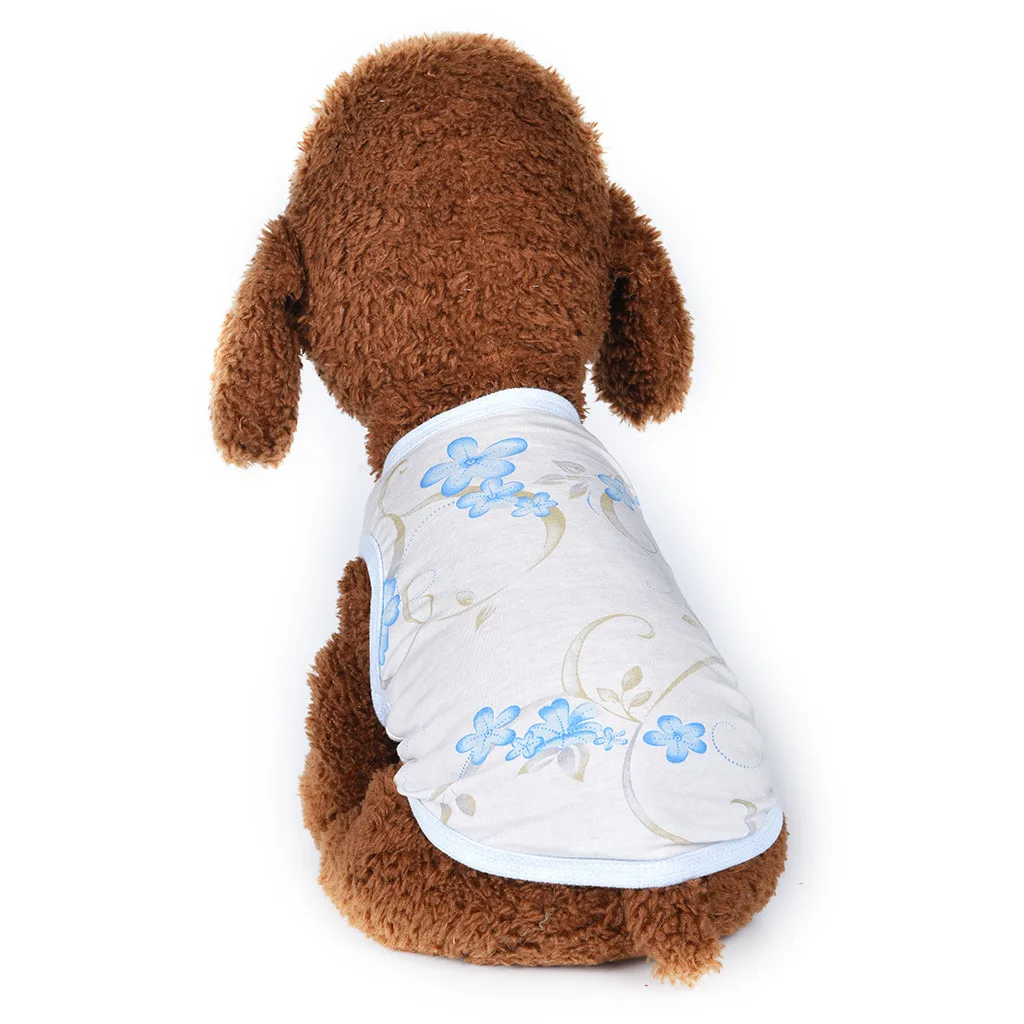 Transer собак Футболка голубого цвета модная с цветочным узором ПЭТ жилет летние