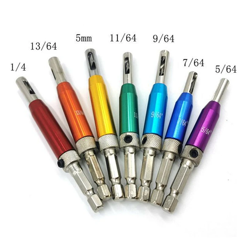 

7+1Pcs Center Drill Bit Doors Self-Centering Hinge Tapper Core Drill Bit Set Hole Puncher Woodworking Tools
