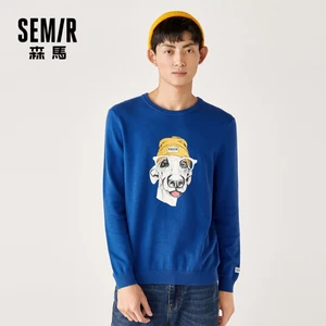 Свитер с героями мультфильмов, мужские осенние Топы с длинными рукавами, мужской черный свитер, хлопковый Повседневный Молодежный свитер для мужчин