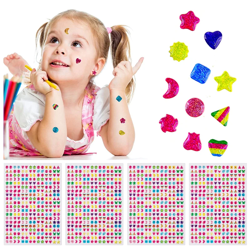 DIY Earrings 3D Gems Sticker 4 Sheets Self-Adhesive Glitter Craft Crystal Makeup Toys Nail Ring Art Craft Stickers