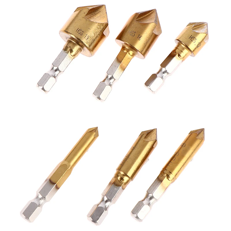 

HSS Chamfer Countersink Chamfer Drill Bit Hex Shank 90° Wood Chamfering Cutter