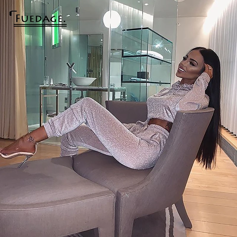 Fuedage осень 2019 повседневный Женский комплект из двух предметов однотонный