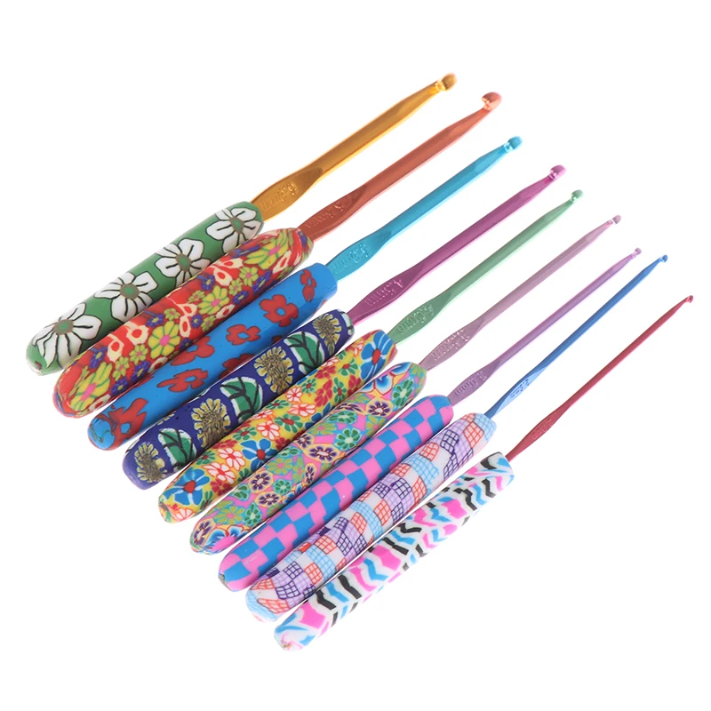 

9Pcs/set Colourful Crochet Hook Set Ergonomic Handles Knitting Needles Sewing Tool