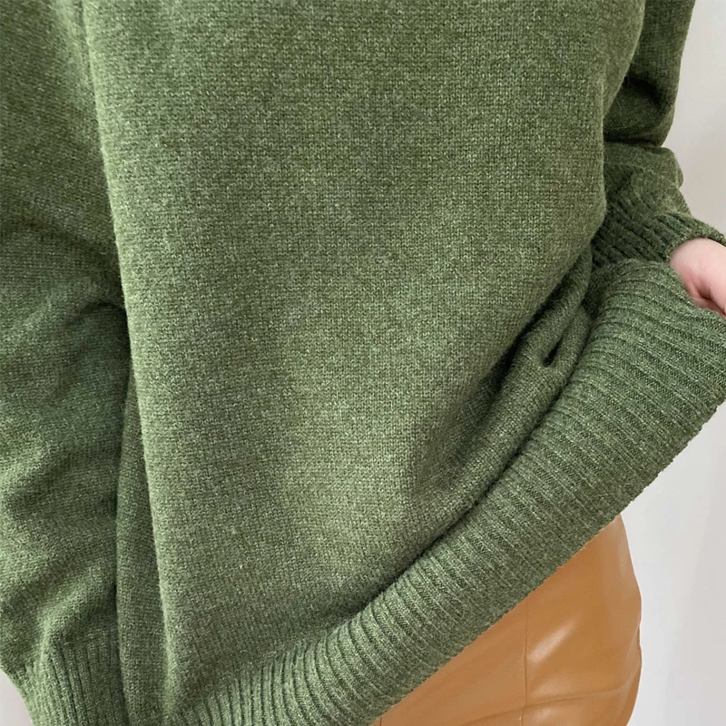 Женский кашемировый свитер GIGOGOU шерстяной пуловер оверсайз с высоким воротом