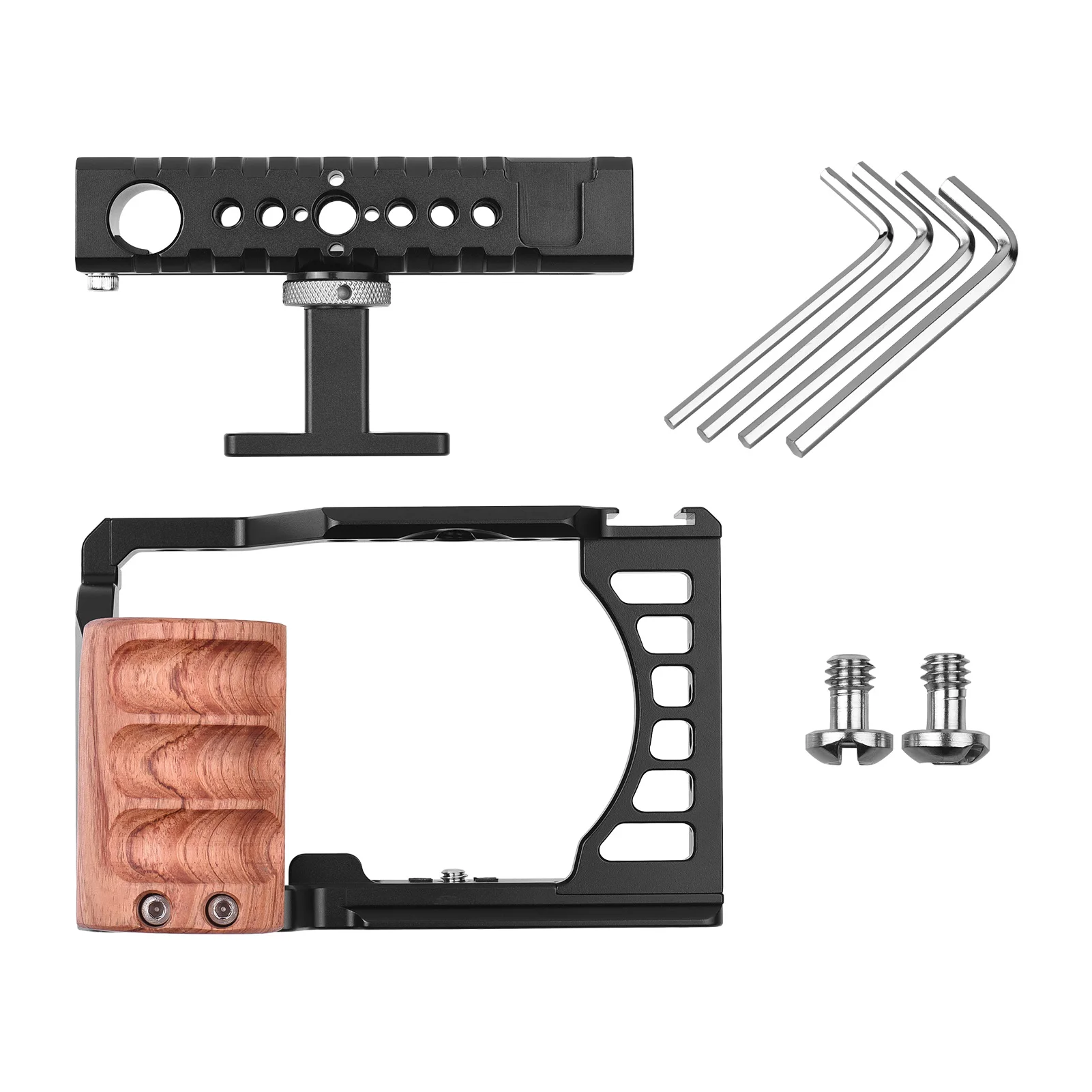 

us stock Camera Video Cage + Top Handle Kit Aluminum Alloy with Cold Shoe Mounts Replacement for Sony A7C Mirrorless Camera