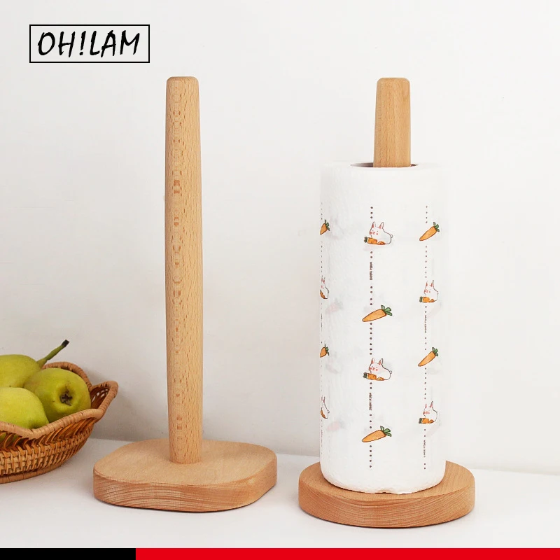 

Держатель для бумажных полотенец Home Basics из сосны, кухонный держатель для бумажных полотенец с деревянной основой