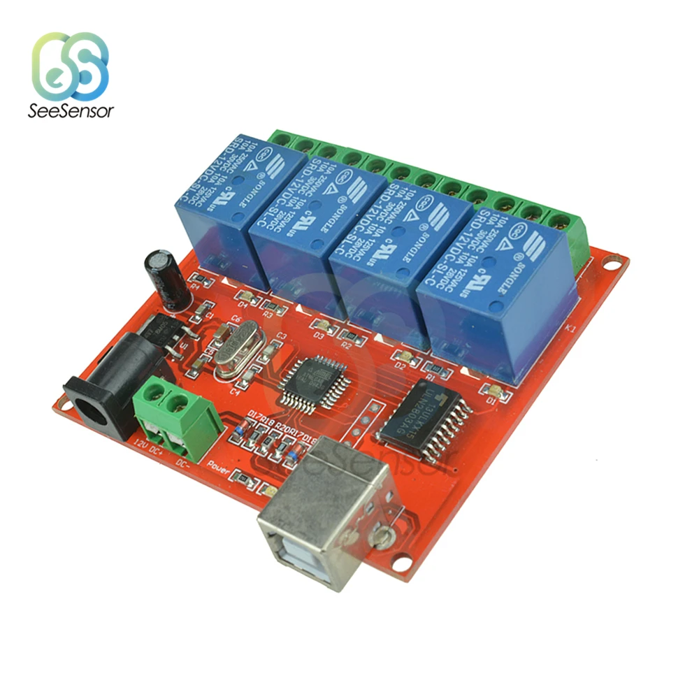 4 канальный USB релейный модуль 12 В программируемый компьютерный переключатель