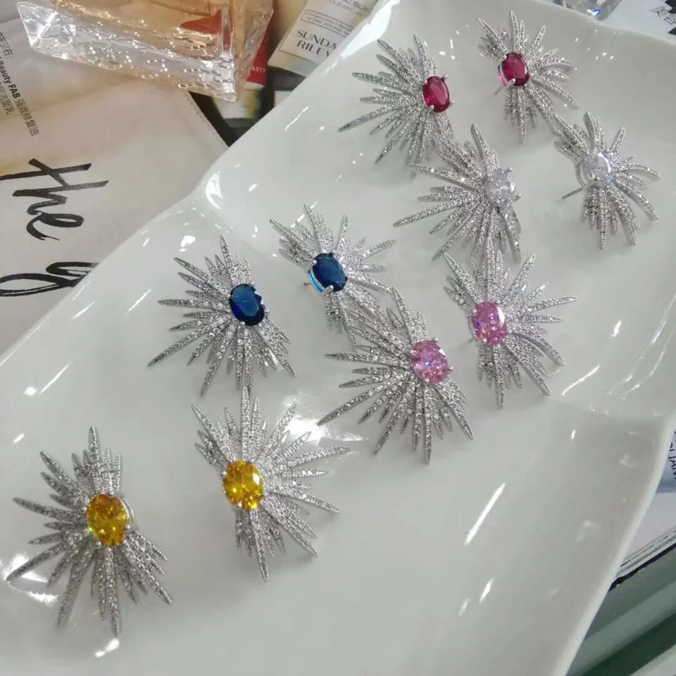 Серьги в стиле панк с шипами серьги гвоздики зеленым камнем блестящая Звезда