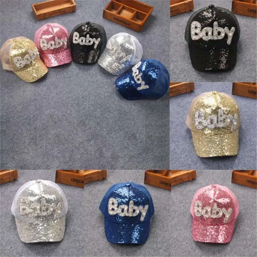 

Baby Beanie For Boy Girls Child Kids Shining Sequins Baseball Cap Adjustable Snapback Hat Sun Hat Baseball Cap L0117