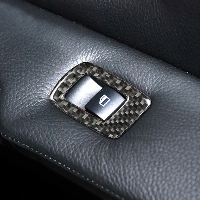 

Car Door Armrest panel decoration decals 4pcs for For BMW 5 Series E60 E61 F10 Carbon Fiber Window Glass Lifting Buttons Trim