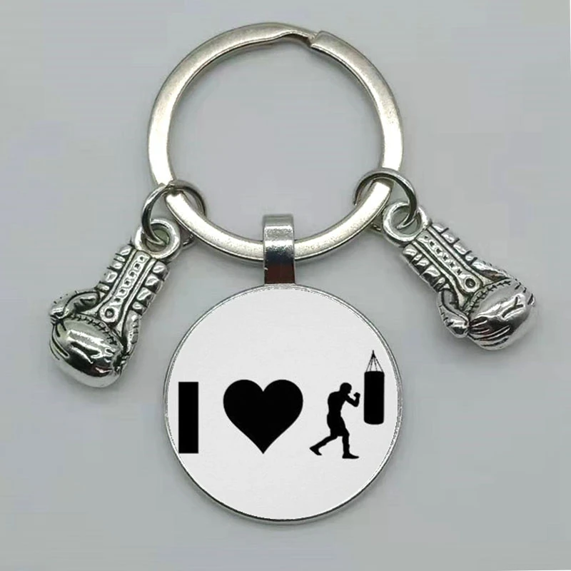 Новинка модный стеклянный выпуклый брелок боксерские перчатки подвеска