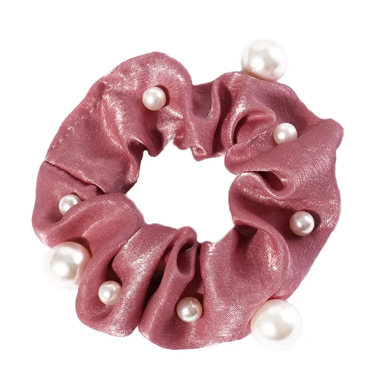 

Free shipping ins basic women scrunchies with beads girl's hair bands vintage Ponytail Holder Hair accessories