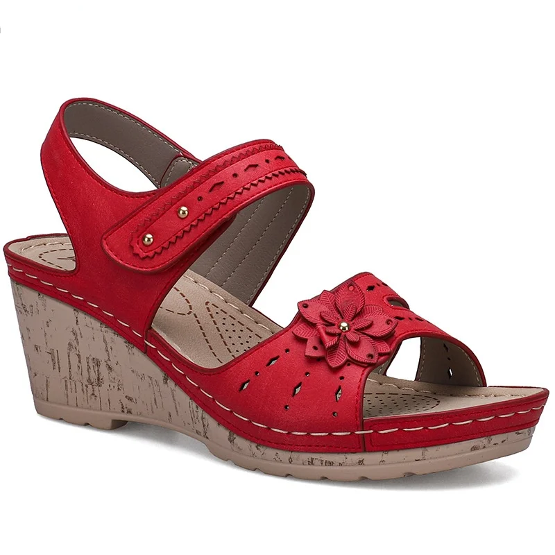 

Sweet Women Wedges Sandals Flats OL Office Lady Work Shoes Summer Flowers Hollow Out Comfortable Platform Sandals High Heels