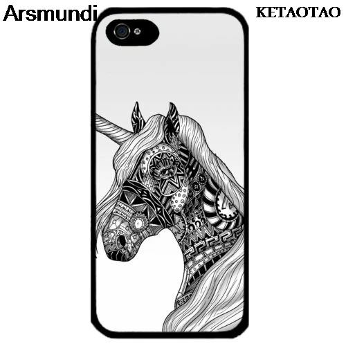 KETAOTAO черный фантазия Белая лошадь телефонные чехлы для iPhone 4S 5C 5S 6S 7 8 Plus XR XS Max X 6