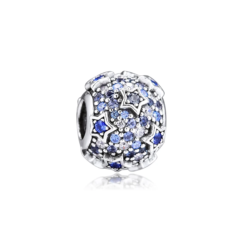 QANDOCCI 925 Sterling Silver Original Bead Elevated Stars Pave Charms Fits Pandora Bracelets Beads for Jewelry Making | Украшения и