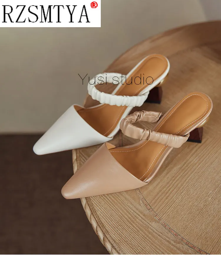 Шлепанцы женские на высоком каблуке 6 см повседневные со странным каблуком 2021 |