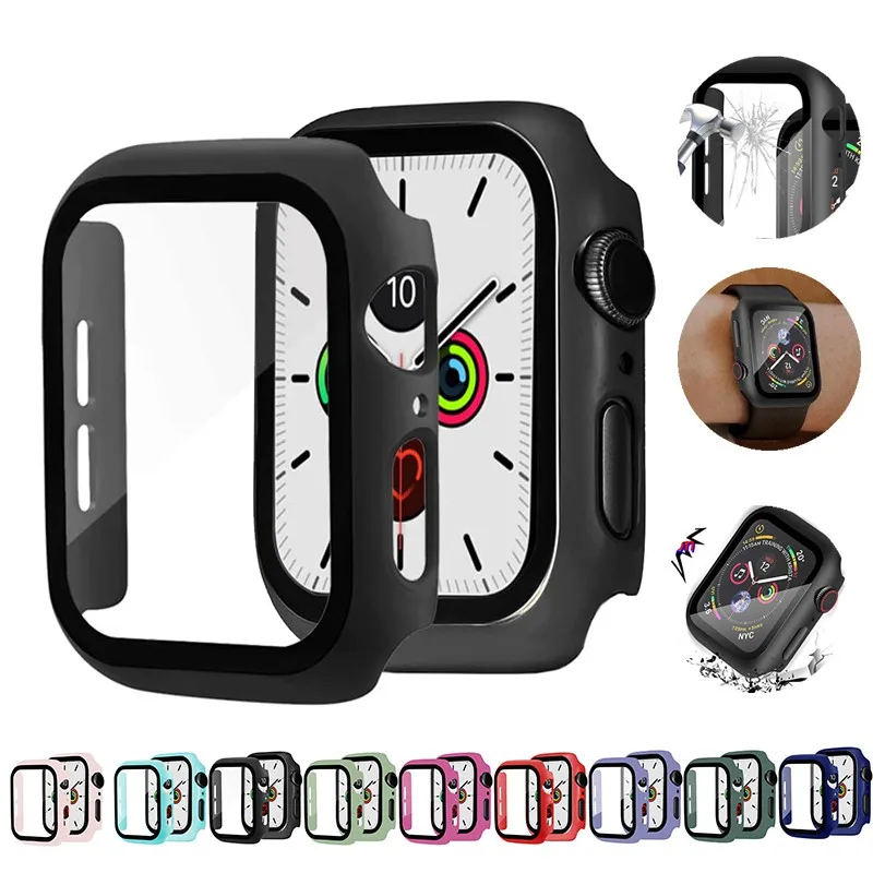 360 full Screen protector Bumper Frame matte hard Case for Apple watch 6/SE/5/4/3/2/1 cover Tempered glass film for iwatch 4/5