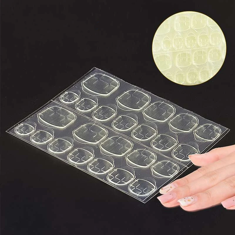 24 pcs sheet waterproof double-sided nail tape transparent sticker decal manicure fake jelly adhesive | Красота и здоровье