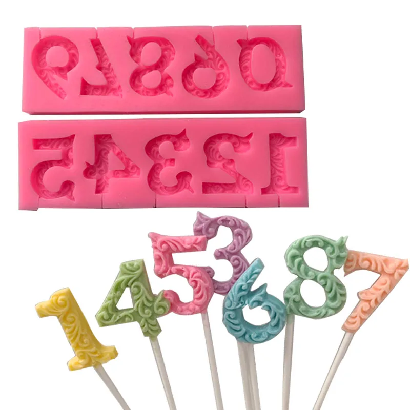 

0-9 Numbers Birthday Digital Mold Lollipop Mould Birthday Cake Decoration Candle Mold DIY Chocolate Silicone Mold Cake Tools