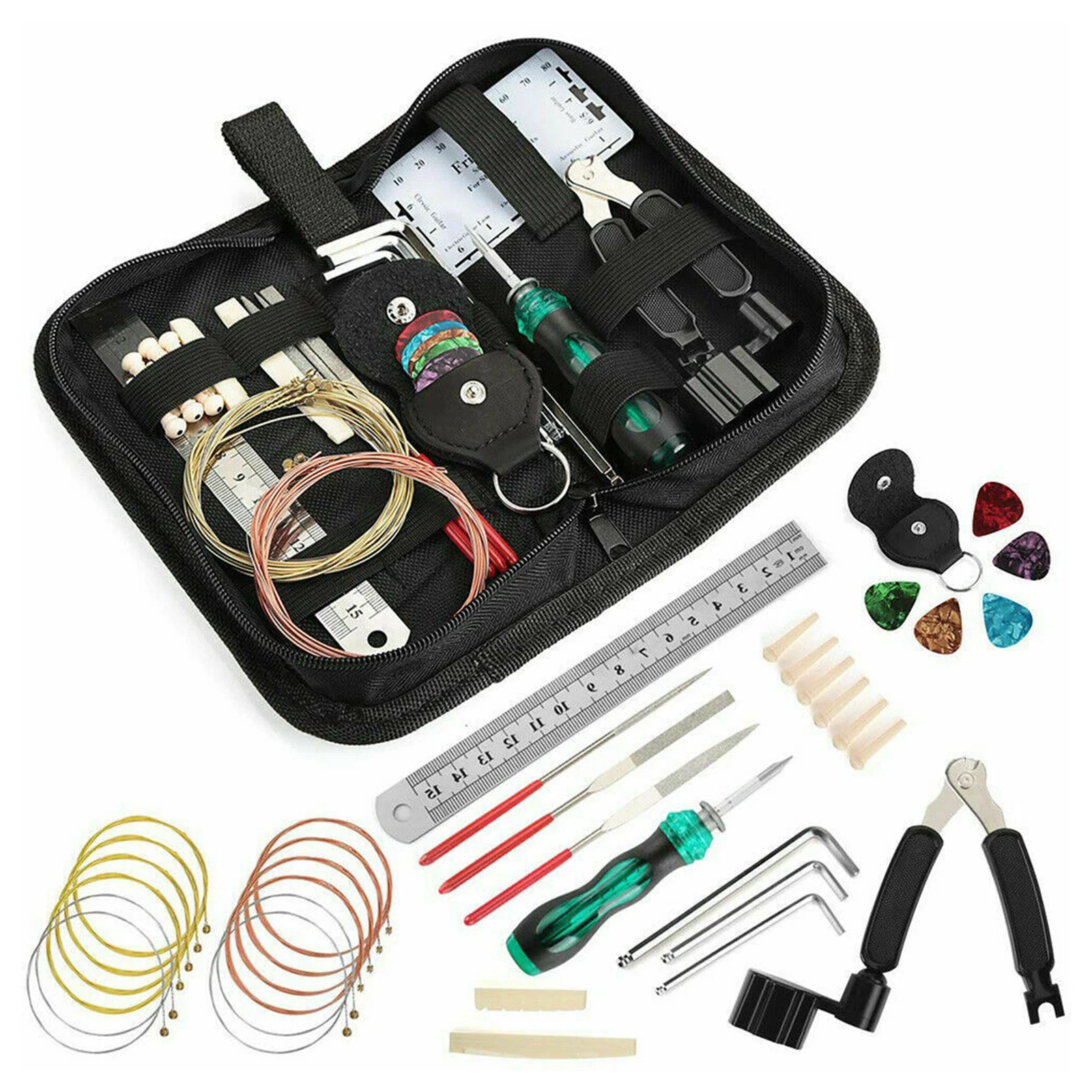 

26pcs/set Pro Guitar Repairing Care Kit Hex Wrench Files Strings Cutter for Classical Guitar Bass