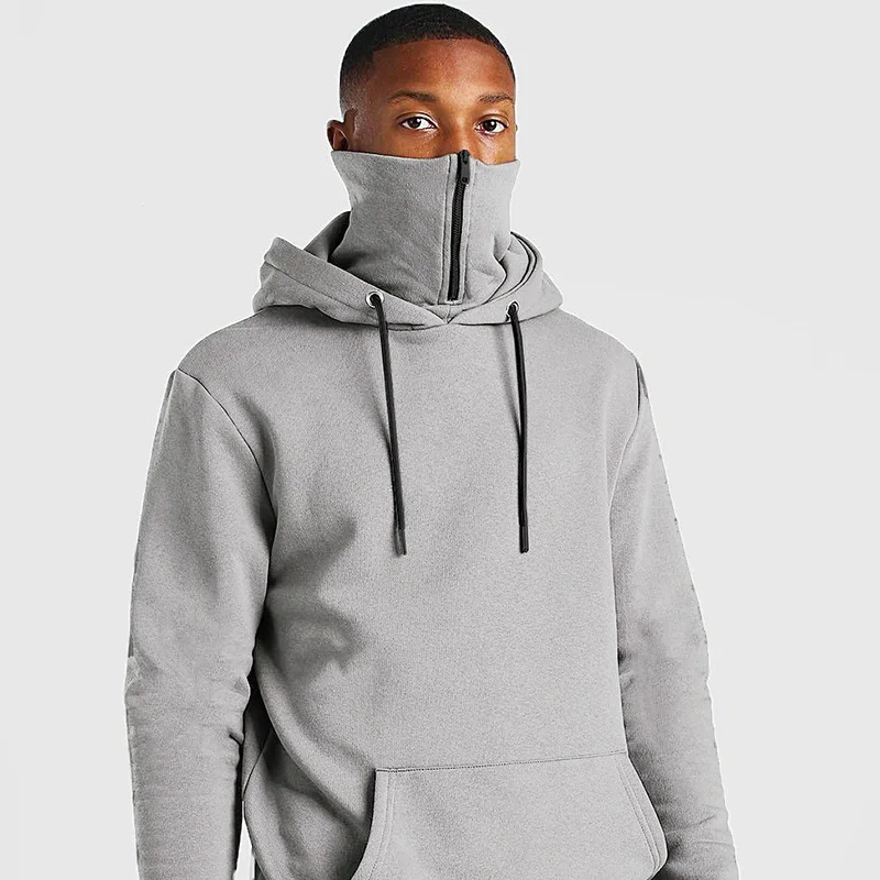 Мужская Флисовая Толстовка с капюшоном однотонная теплая толстовка на молнии