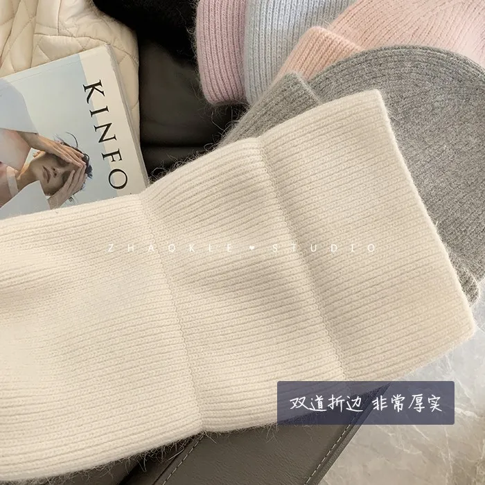 

Real Rabbit Fur Winter Hats For Women Fashion Warm Beanie Hats Women Solid Adult Cover Head Cap