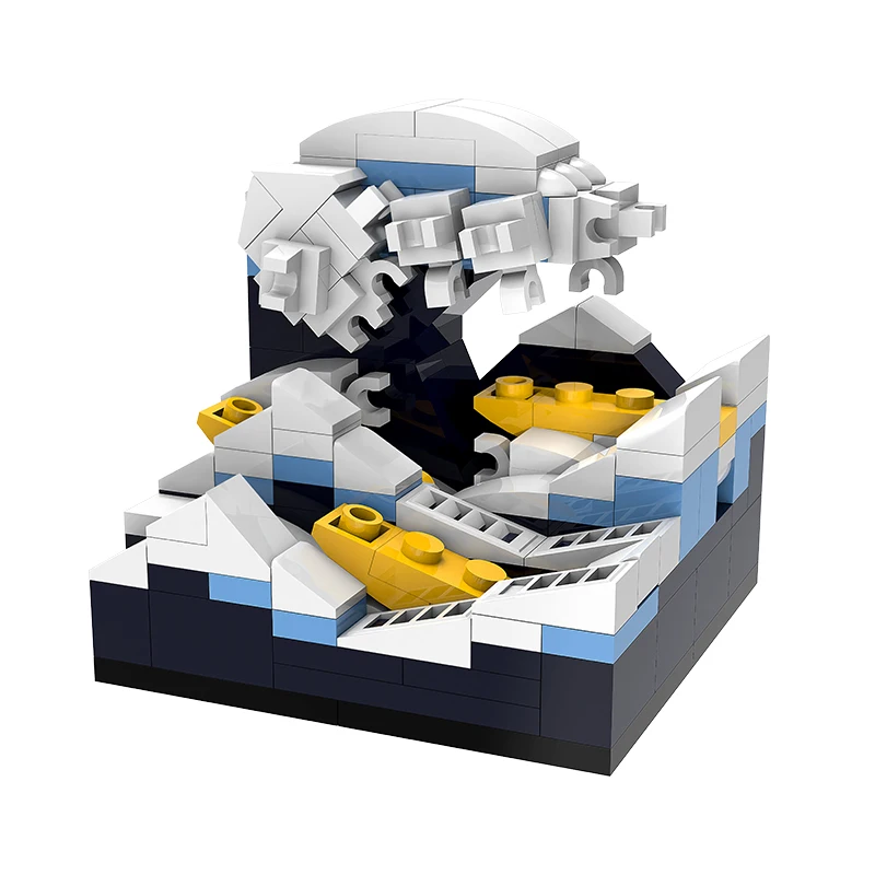 

MOC Kanagawa знаменитые волны серфинг Япония мини-строительные блоки модель украшение для дома DIY Искусство анимация кирпичи игрушки подарок для...