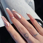 Белые волнистые телесные розовые накладные ногти с длинным нажатием на гроб, накладные ногти балерины W012
