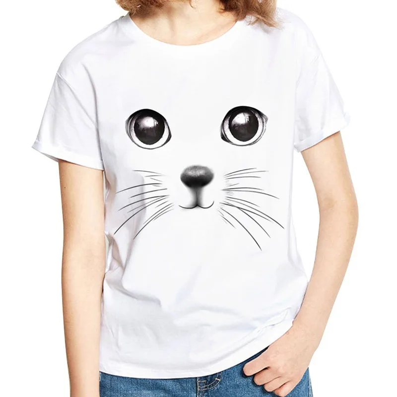 Женская футболка в стиле Харадзюку Повседневная с 3D принтом кота дешевая летняя