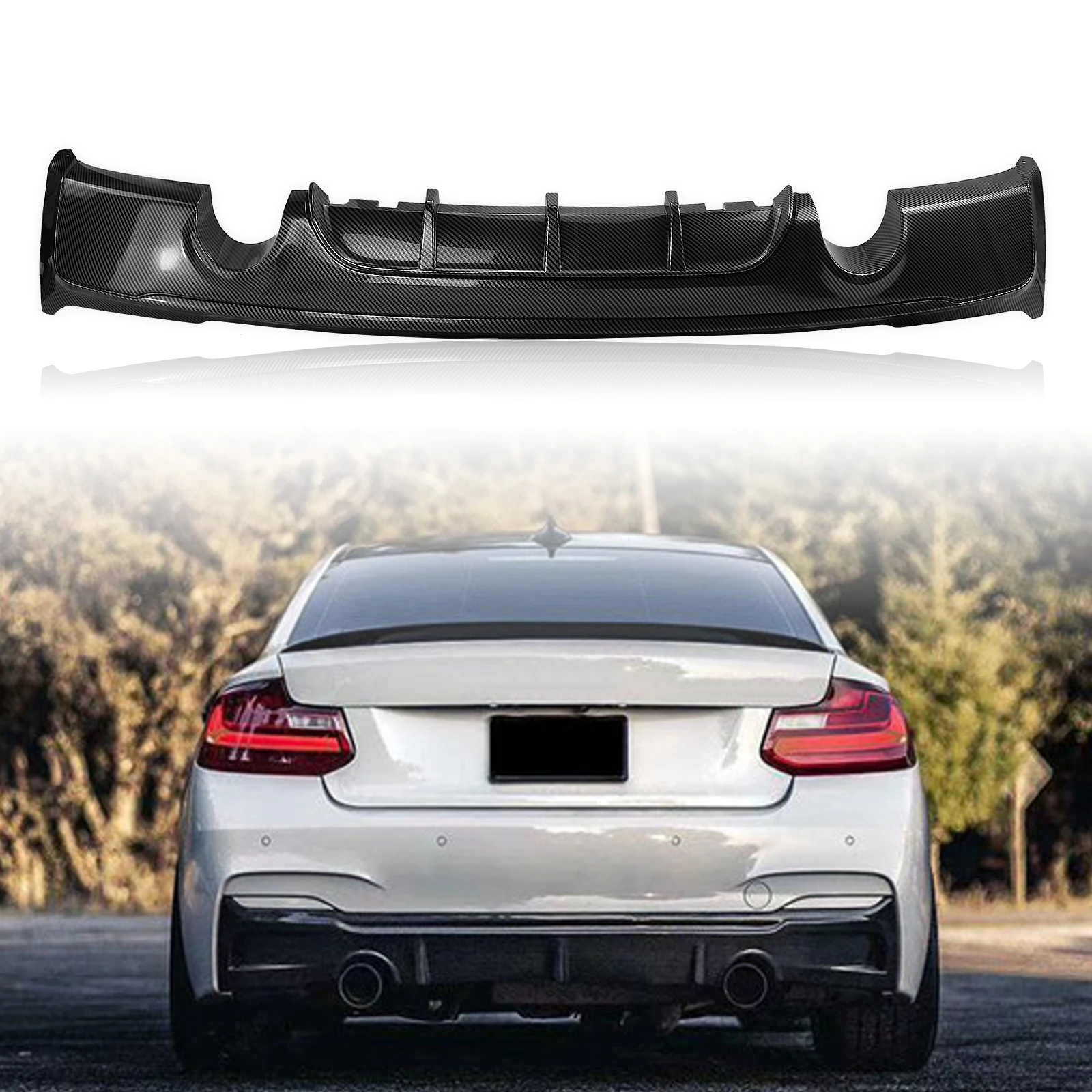 

Rear Bumper Diffuser Lip For BMW 2 Series Coupe 2014-2021 2Door AP Style ABS Carbon Fiber Look Boot Spoiler Plate Skirt Splitter