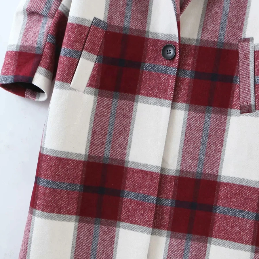 

Free shipping New INS style western women's wear long woolen plaid autumn loose casual coats