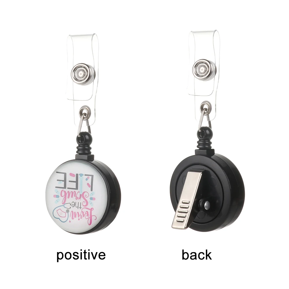 Creative Letter Print Retractable Badge Reel Anti-Lost Clip Nurse Display ID Name Card Holder Office Supply 360° Rotation | Канцтовары