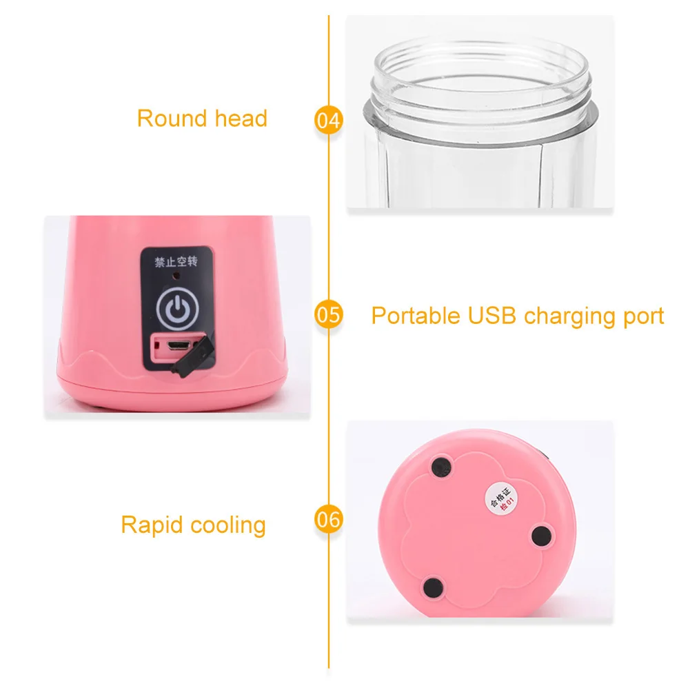 Портативная электрическая бытовая мини соковыжималка для фруктов 380 мл бутылка