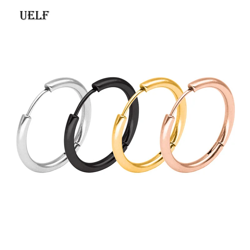 Uelf 1 пара маленькие серьги в виде колец Нержавеющая сталь незаполненного круга