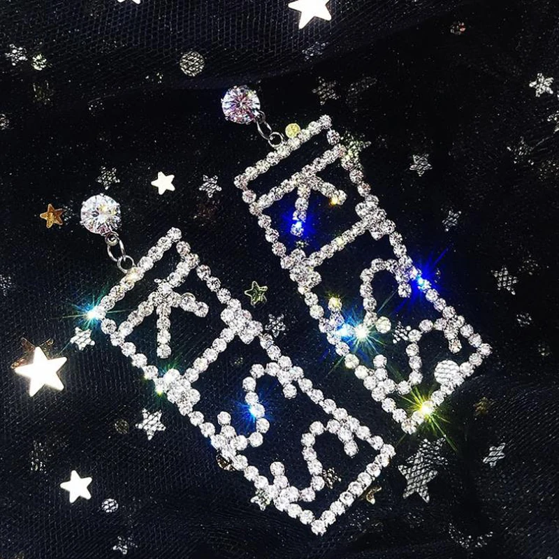 Новинка 2019 DIY сплав стразы буквы любовь висячие серьги для женщин модное