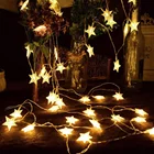 Светодиодный ная гирлянда со звездами, свадебная Гирлянда-занавеска, Сказочная гирлянда, лампы для декора праздничного комнаты, 6 м, лампа, праздничное рождественское освещение