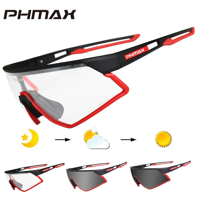 Фотохромные велосипедные очки PHMAX спортивные антибликовые с защитой UV400 легкие